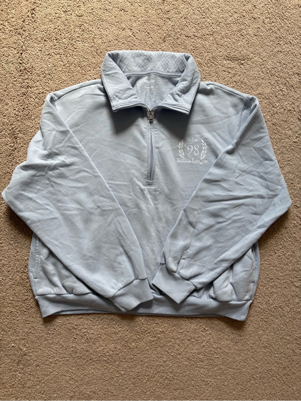 Hollister Light Blue Quarter-Zip Pullover Sweatshirt •Size L